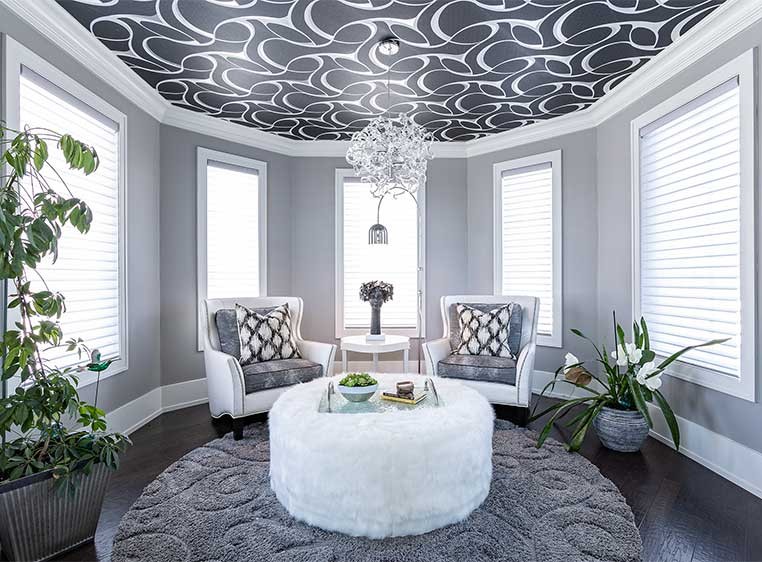 Elegant, gray and white sitting room